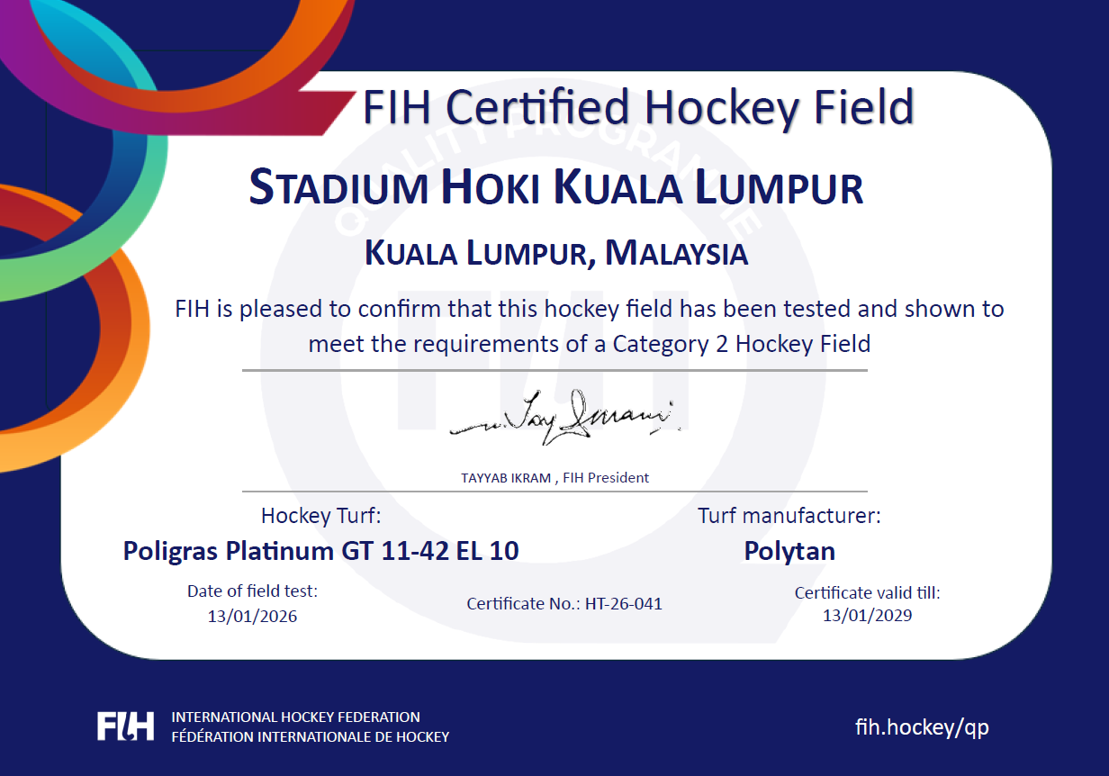 FIH Certified  Hockey Field - Stadium Hoki MBDK klang Malaysia