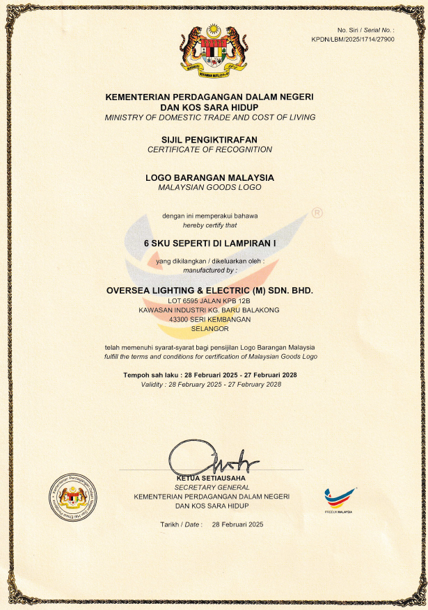 OLE Buatan malaysia cert OLE JKC-K 60W,80W,100W,120W,150W,180W