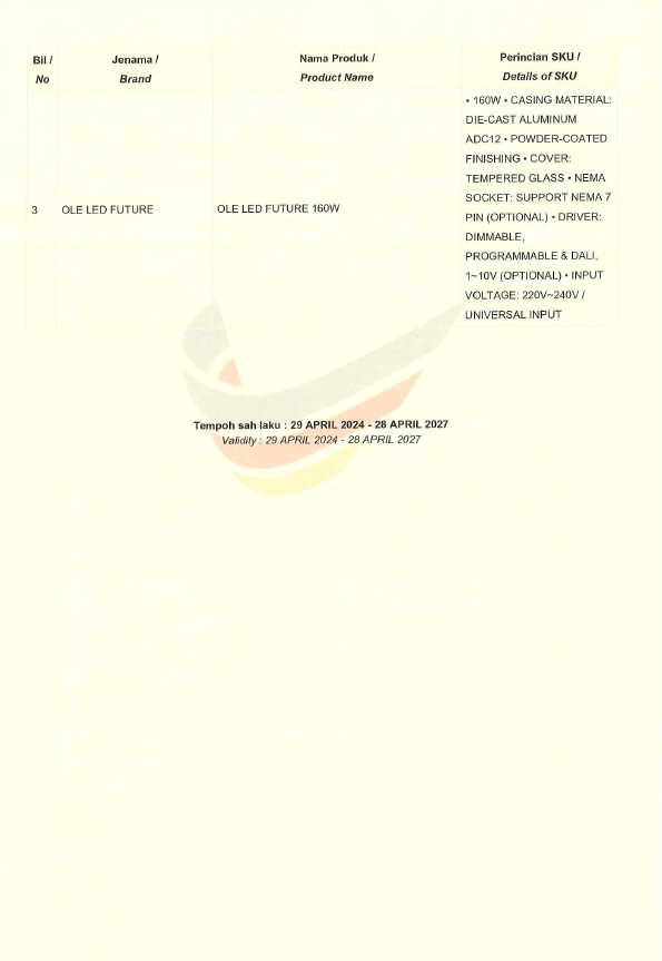 OLE Buatan malaysia cert OLE Future ST 120W,150W,160W 