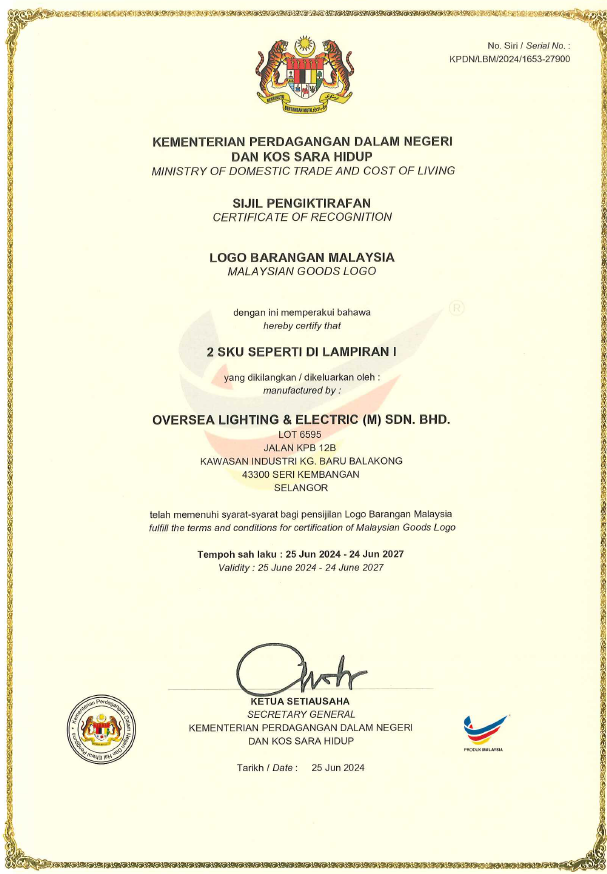 OLE Buatan malaysia cert OLE ARIA 