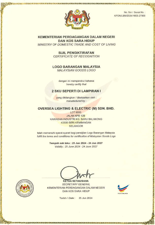 OLE Buatan malaysia cert OLE AXIA