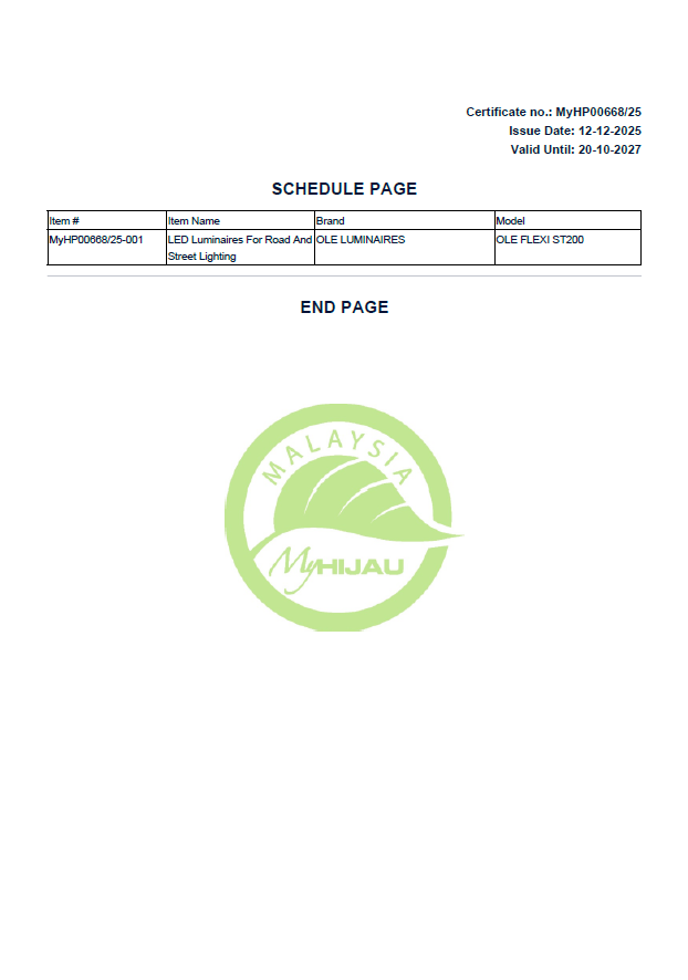 My Hijau Cert l OLE FLEXI ST 200W