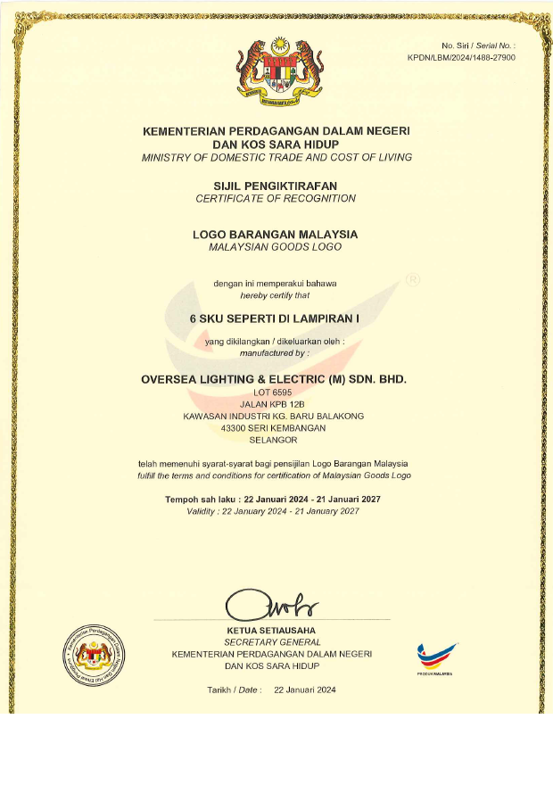 OLE Buatan malaysia cert OLE Dura ST PRO 90W, 120W,150W,180W,200W,240W 